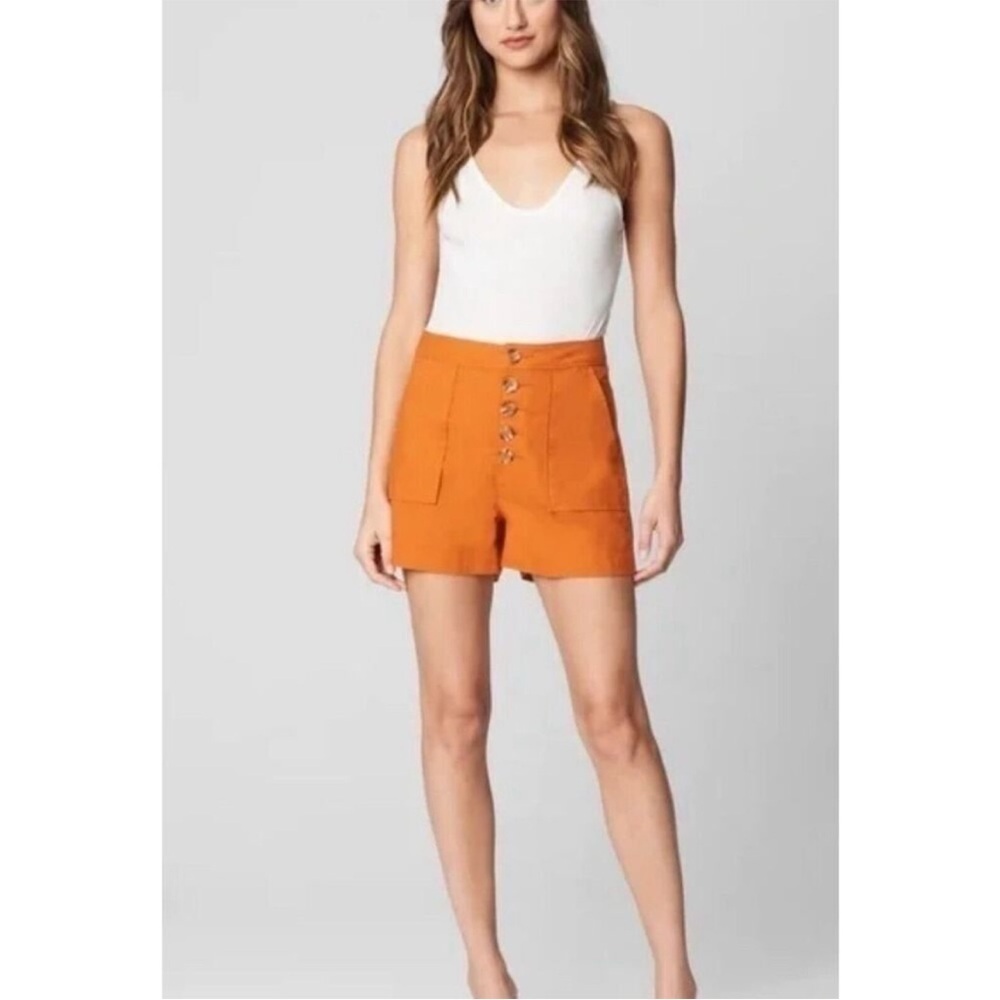 BLANKNYC Linen Blend High Rise Orange Shorts Size 31 In Firecracker